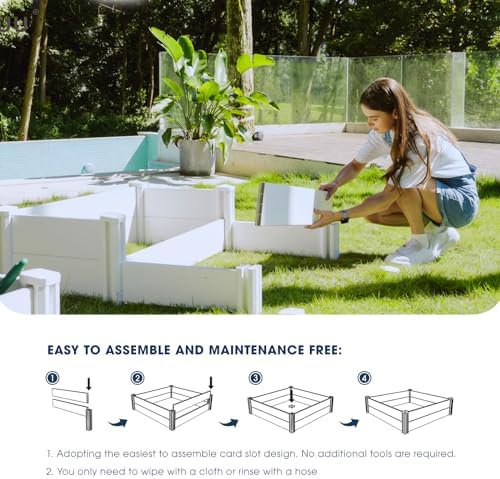 PASAMIC 4x4x1ft Vinyl Raised Garden Bed, Maintenance-Free Outdoor Garden Planter Box, Never Rust or Rot, Durable Open-Bottom Raised Bed for Vegetables, Flowers, Herbs & Fruits - Image 3