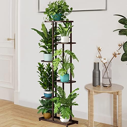 LINZINAR 6 Tier Plant Stand Indoor Outdoor Metal Flower Pot Display Shelf - Image 6