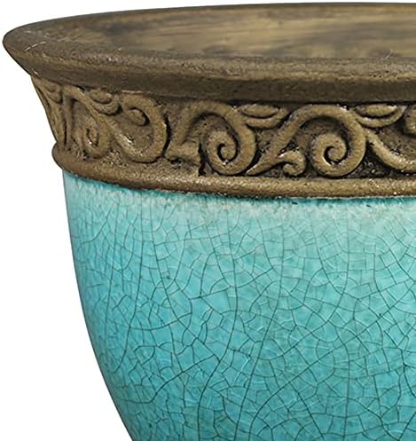 Southern Patio Cadiz Round Crackled Ceramic Plant Pot, Teal, 8 in, 3-Pack - Image 3
