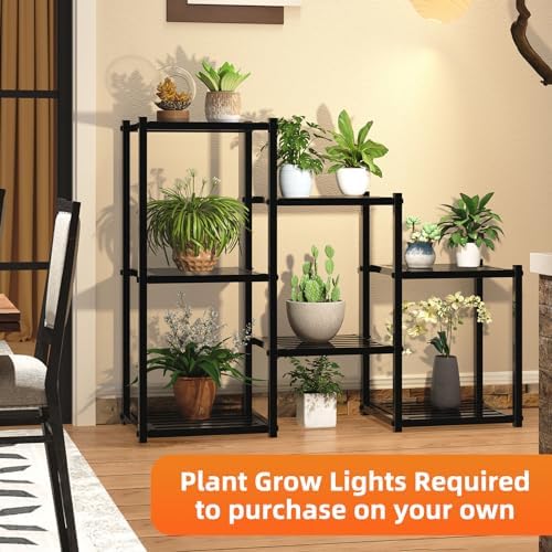 Simple Trending Plant Stand Indoor Outdoor, Heavy Duty Metal Waterproof 7 Tiered Plant Shelf for Multiple Flower Planter Holder Tall Large Rack, Black - Image 5