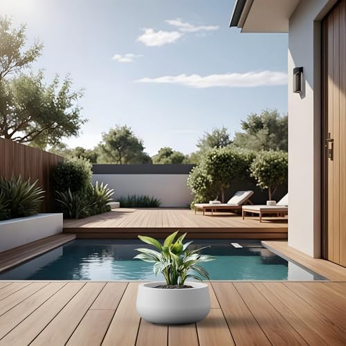 Kante White Concrete Planter 11" Dia All-Weather Round Small Pot - Image 5