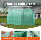 VEVOR Walk-in Tunnel Greenhouse, 14.6x6.4x6.3 ft Hoop House Greenhouse Tunnel, Plant Hot House with Galvanized Steel Frame, Green PE Cover, Roll-up Zipper Door and 8 Windows for Outdoor - Image 3