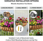 16“ Window Box Railing Planter with Coco Liner Metal Wall-Mounted Coconut Liner Basket English Horse Trough Planter for Outdoor Deck Balcony Porch Fence Patio Black (4 Pack) - Image 3