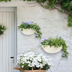 2-Piece Metal Planter Wall Hanging Baskets Decor Half-Moon Wall Mount Planter Set for Shabby Chic Farmhouse Outdoor Indoor Wall Decor - Image 6