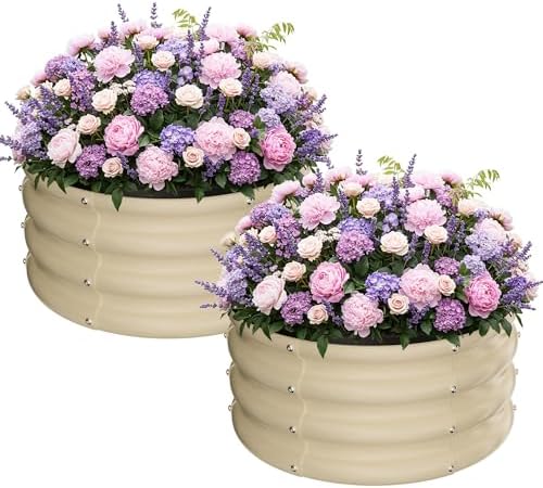 ZXZYHFTY Round Raised Garden Bed Set, 2 Pack, 2 x 2 x 1 Ft, White by ZXZYHFTY