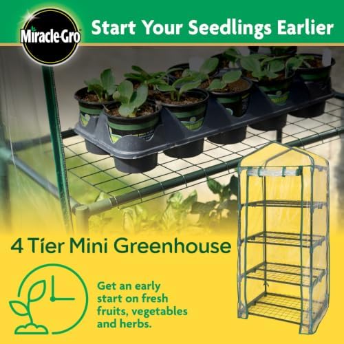 Miracle-Gro 4-Tier Greenhouse, Removable Shelves, Clear, 23"x17"x57" - Image 5
