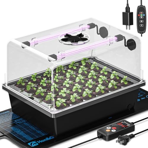 Hon&Guan 30-Cell Seed Starting Kit with Heat Mat and LED Grow Lights by HonGuan