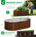 SnugNiture 4x2x1.5ft Raised Garden Bed Outdoor, 17" Tall Galvanized Metal Planter Box, Oval Raised Garden Bed Kit for Planting Vegetables Plants Fruits, Brown - Image 4