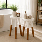 LitaEther Modern Side Table Set of 2, Solid Wood Accent Table,12" D x 12" W x 20" H & 12" D x 12" W x 18" H Small End Table for Living Room Bedroom, Plant Stand, Bathroom Stool, Pedestal Drink Table - Image 6