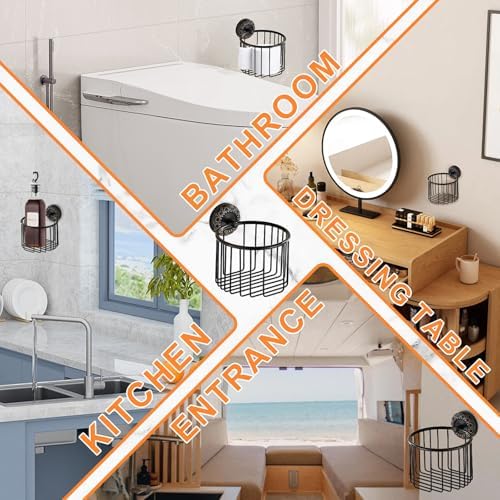 Wall Mounted Toilet Paper Holder Basket Antique Black Bathroom Storage Organizer Container, Oil Rubbed Bronze - Image 3