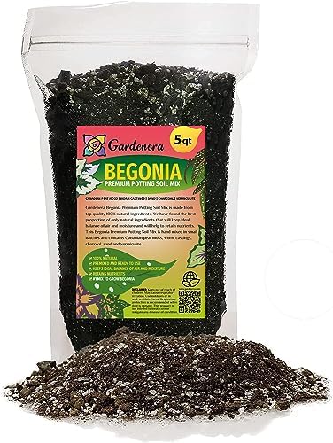 Premium Begonia Plant Soil Mix by Gardenera - Stimulate Growth and Elevate Flower Color with Nourishing Formula - 5 Quart by Gardenera