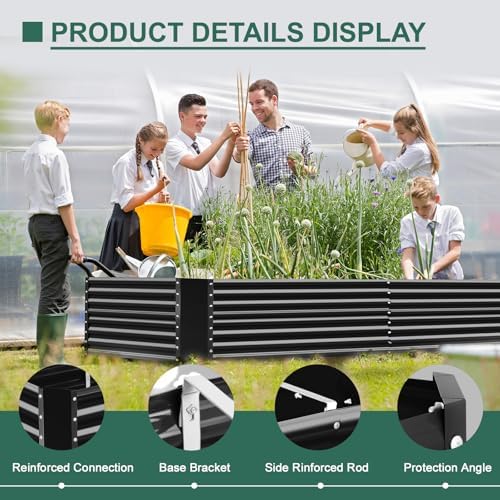 Land Guard 6x3x3ft Rectangular Galvanized Raised Garden Beds, Large-Capacity Metal Planter Box Outdoor, Durable Deep Raised Garden Bed 3ft Tall, Raised Beds for Gardening Vegetables, Dark Grey - Image 7