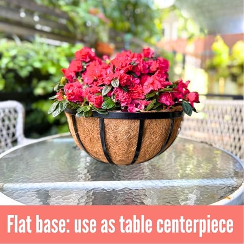 LaLaGreen Metal Hanging Baskets (18 in, 4 Pack) Black Coco Liner Plant Pots - Image 5