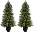 Mavis's Diary 4ft Artificial Cedar Topiary Tree, Set of 2 Realistic Faux Evergreen Shrub Plant in Planter, Indoor Outdoor Fake Cedar Tree for Front Porch, Entryway, Office & Home Decor by MavissDiary