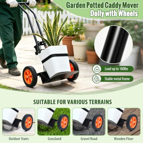 Pot Mover for Heavy Plants, 180LBS Stable Steel Base, No Deforming - Image 4