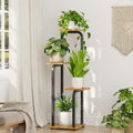 iDavosic.ly Plant Stand Indoor, Corner Tall Shelf, Wooden Tray, Black Brown by iDavosicly