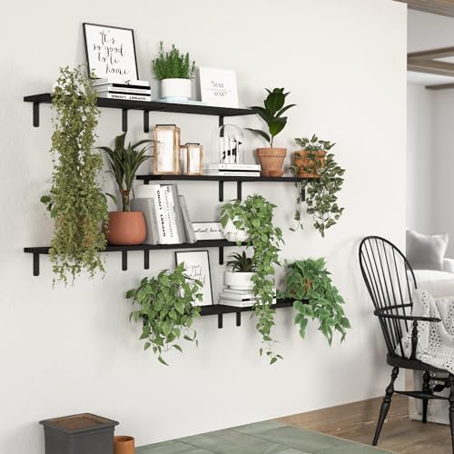 DOLLFIO Floating Wall Shelves, Decor & Storage, Black, 16.5'', 8Pcs - Image 4