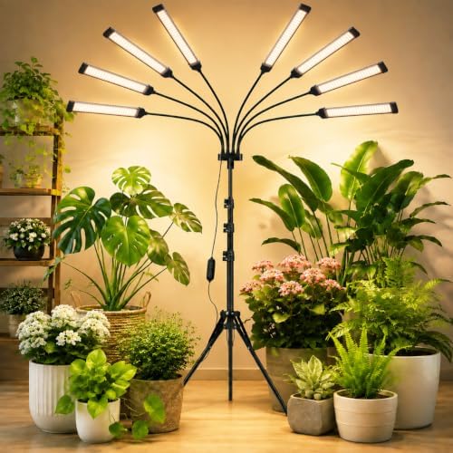 800 LEDs Floor Full Spectrum LED Grow Lights for Indoor Plants, Ultra Bright 8 Heads Plant Lights for Indoor Growing with 4/8/12H Timing, High Efficiency Plant Light for Plant Growth. by Abriselux