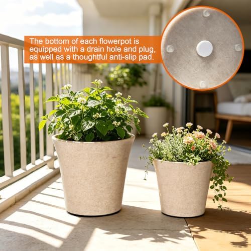 8 Inch Resin Plant Pots with Drainage Hole cone Decorative Flower Planter - Image 4