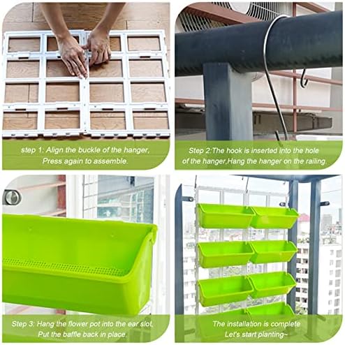 8 Pockets Garden Vertical Planter, 4 Tier Wall Mounted Hanging Planter Flower Garden Care Set For Flowers, Vegetables Or Herb Garden Indoor Outdoor Hanger Wall Hanging Home Decor (Tender Green) - Image 6