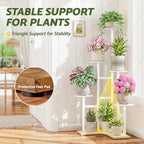 6 Tier Wood Metal Tall White Indoor Plant Stand for Multiple Plants - Image 7