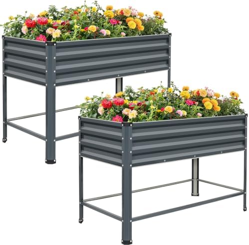 1MORE Raised Garden Bed with Leg,48×24×32in Elevated Planter Bed Grey,1Pcs by 1MORE
