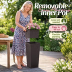 Flamaker 24“ Tall Plastic Planters with Drainage Holes Front Porch Set of 2 - Image 5