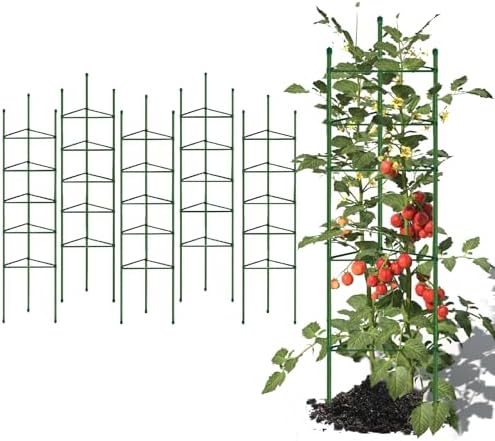 G-LEAF 6 Pack 6ft Tomato Cage for Garden Plant Support, Garden Stakes Tomato Cage, Tomato Cages Plant Stakes for Climbing Plants by G-LEAF