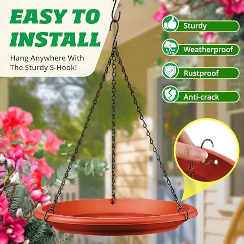 Hanging Planter for Plant, 12" Plant Saucer with Chain(10 Pcs,Brick Red） - Image 2