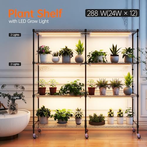 Bstrip 4-Tier Large Plant Shelf with Grow Light, 58x13.8x59in - Image 2