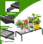 1 Tier Metal Plant Stand Indoor Outdoor, Potted Multiple Flower Pot Holder Rack Plant Shelf, Heavy Duty Planter Display Shelving for Patio Balcony Garden Living Room Decorative (Black) - Image 2