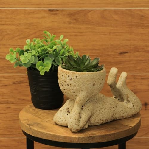 Mayrich Head Planter, 9 Inch Contemplative Muse Cement Sculpture - Image 4