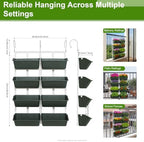 8 Pockets Vertical Planters,Wall Mounted Plastic Plant Grow Pots,Wall Pocket Planters for Indoor,Outdoor,Balcony,Garden Decoration,Green - Image 2
