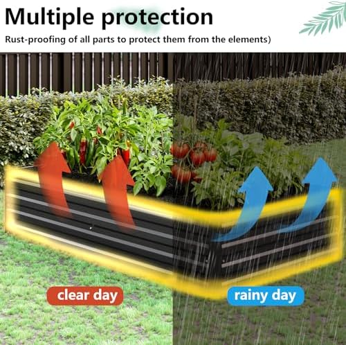 Vengarus 2PCS 8x4x1ft Galvanized Raised Garden Beds Kit,Planter Box Black - Image 6
