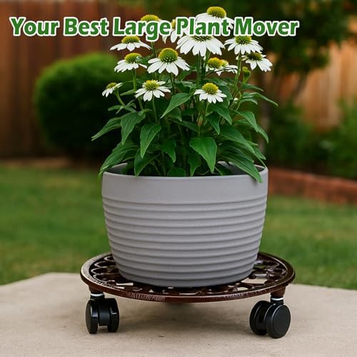 2 Pack 11 In Rolling Plant Stand with Wheels Metal Plant Caddy with Wheels - Image 6