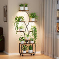 Plant Stand Indoor with Grow Lights, 8 Tiered Metal Plant Shelf with Wheels, 58" Tall Corner Plant Stand Flower Display Rack Holder for Living Room, Patio by Azaeahom