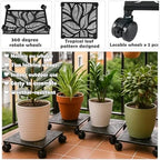 3-pack 13.5 Inches Square Metal Plant Caddy with Wheels Heavy Duty Large Rolling Plant Stand Indoor Outdoor Wheeled Planter Dolly Cart with Lockable Casters Flower Pot Mover Roller Trolley, Black - Image 4