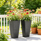 Autodaya 28" Oversized Black Terrazzo-Look PP Tall Planters Set of 2 - Image 4