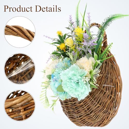 2pcs Handmade Wicker Hanging Flower Basket Set with Liners for Plants - Image 2