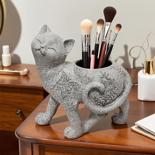 7.9" Cat Succulent Planter Holder Figurine, Creative Garden Animal Flower Pot Statue, Indoor & Outdoor Planters, Cat Flower Vase, Adorable Plant Pot, Decorative Succulent Container - Image 5