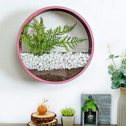 Pack of 4 Round Wall Planters Hanging Metal Plant Containers Circle Plant Holder Contemporary Morden Circle Iron Vase for Succulents or Herbs Cactus and More (Pink) - Image 5