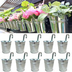 LaLaGreen Rail Planter for Balcony (6 in, 10 Pack) Silver Metal Railing Pot by L%C3%A1L%C3%A1Green