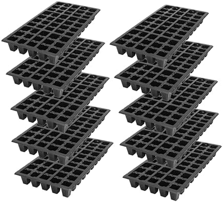 SUNPACK 21" x 11" Heavy Duty 50-Cell Square Insert, Black, 2.5" (Pack of 10) - Ideal for Greenhouses or Indoor Gardening - Holds Up to 50 Different Seeds by SUNPACK