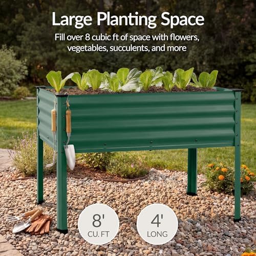 Best Choice Products 48x24x30in Galvanized Raised Garden Bed, Metal Elevated Planter Box, Vegetable Garden for Backyard, Patio, Balcony, 100% Non Toxic Materials - Dark Green - Image 4
