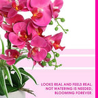W&W Artificial Orchid Plants and Flowers with Vase, Fake Faux Orchid in Ceramic Pot,19”, Fuchsia - Image 2
