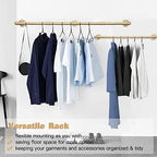 Wall Industrial Pipe Clothes Racks, DIY Floating Hanger Rustic Home Pipe Decor, Mounted Closet Storage Organizer Holder Systems, Heavy Duty Garment Rod Pole For Cloakrooms Bathroom Black Iron - Image 2