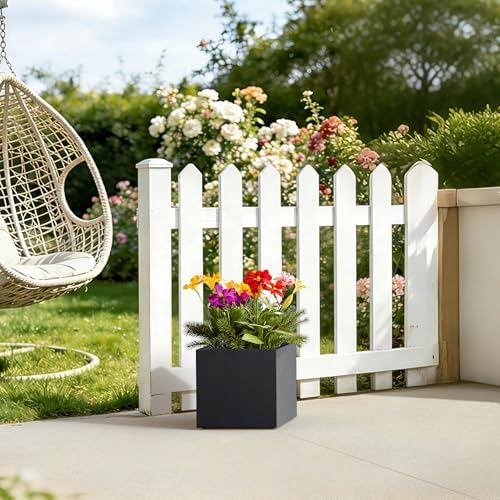 Kante Accent Square Black Concrete Planter 12" W, Outdoor - Image 5