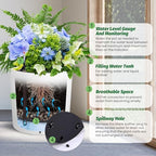 Takywep Set of 2 Large Round Planters – 19.5" Tall Self Watering Plant Pots with Drainage & Water Level Indicator, Indoor Outdoor Planters with Wheels-White - Image 6