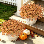 Artificial Fall Flowers for Outdoors, 24 PCS UV Resistant Faux Daisy Mums by JulakoOnline