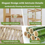 Bamboo Bathroom Shelf Organizer, 5 Tier Wooden Bathroom Rack with Adjustable Shelves, Free Standing Shelving Unit Open Bookcase Plant Shelf Indoor, 50" Storage Shelves for Kitchen Living Room - Image 5